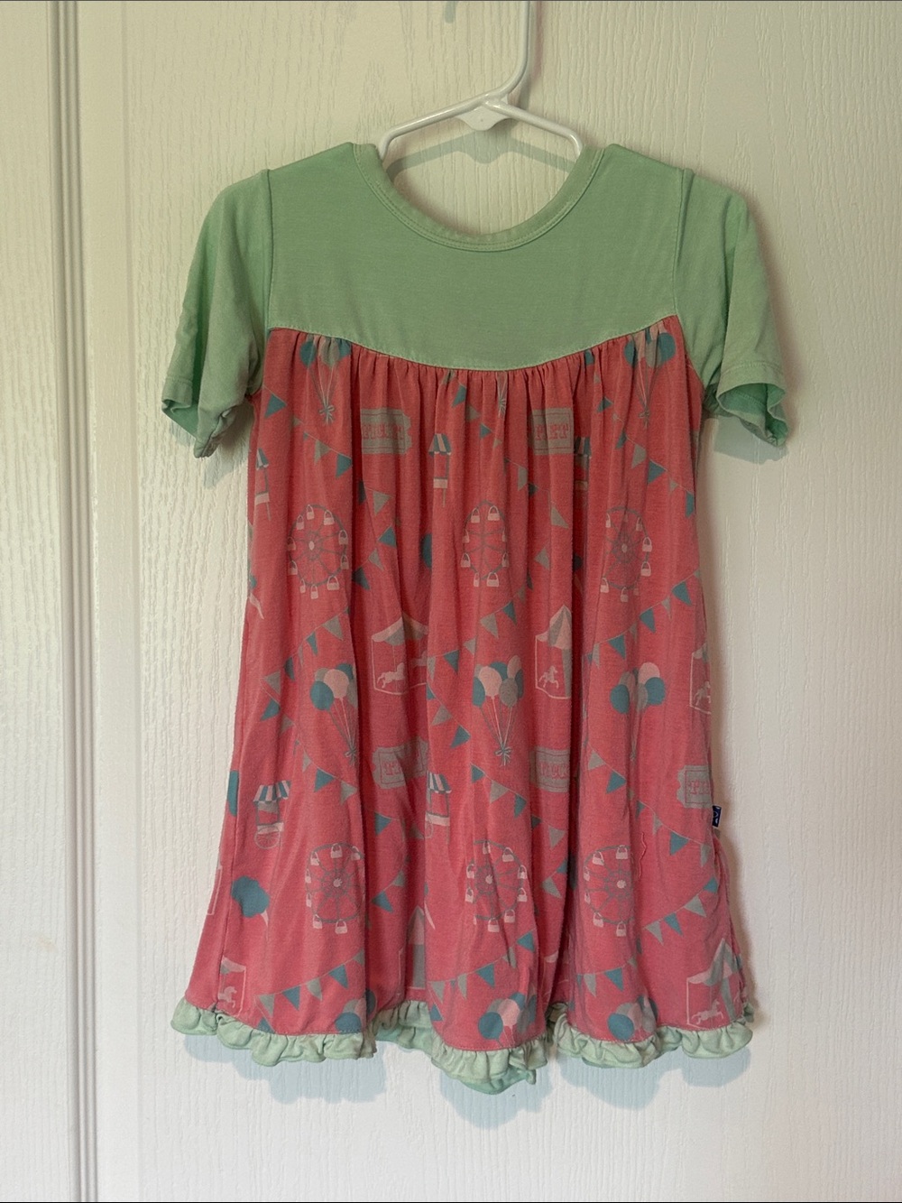 Kickee carnival Girls' Mint and Coral Short-Sleeve Swing Dress